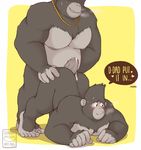  &lt;3 5_fingers 5_toes age_difference anal anthro anthro_on_anthro ape bent_over big_daddy_(sing) big_penis black_fur blush border chain_necklace cum digital_drawing_(artwork) digital_media_(artwork) embarrassed english_text father father_and_son feet foreshortening fur gorilla grey_skin grin hot_dogging humanoid_feet humanoid_hands humanoid_penis incest johnny_(sing) looking_pleasured male male/male mammal manly musclegut muscular muscular_male nude outside_border parent partially_retracted_foreskin penis perspective primate sex simple_background smile soft_shading son speech_bubble sugaryhotdog sweat text toes uncut vein veiny_penis watermark white_border yellow_background 