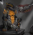  abdominal_bulge abs all_fours anal anal_knotting anthro blush cum cum_in_ass cum_inside doggystyle dragon from_behind_position genital_piercing grey_background horn kneeling knot knotting larger_male male male/male open_mouth penis penis_piercing piercing raised_tail scalie sex simple_background size_difference smaller_male spiked_penis spikes winddragon 