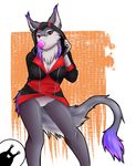  anthro bottomless breasts cleavage clothed clothing digital_media_(artwork) female hi_res looking_at_viewer lunarii mammal pussy sergal solo standing storm_(stormblazer) x-leon-x 