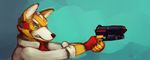  anthro canine clothed clothing earpiece fox fox_mccloud fur gun handgun koorivlf male mammal nintendo pistol ranged_weapon simple_background sketch solo star_fox teeth video_games weapon 