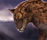  ambiguous_gender blue_eyes brown_fur day digital_media_(artwork) feline feral fur leopard mammal markings outside solo tamberella whiskers 
