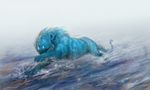  blue_eyes blue_fur day digital_media_(artwork) feline feral fur mammal outside paws running solo tamberella water 