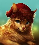  brown_hair cat digital_media_(artwork) feline feral fur hair hat mammal paws red_nose smile solo tamberella tan_fur whiskers 