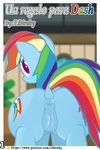  anus earth_pony equine female feral friendship_is_magic hair horse mammal multicolored_hair my_little_pony patreon pony presenting pussy rainbow_dash_(mlp) ribiruby spanish_text surprise text 