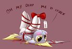  blonde_hair derpy_hooves_(mlp) english_text equine feathered_wings feathers female feral friendship_is_magic fur grey_feathers grey_fur hair hooves lying mammal my_little_pony on_back pegasus simple_background smile solo text underpable wings yellow_eyes 