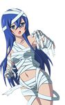  astarte_(strike_the_blood) bandages blue_eyes blue_hair breasts collarbone dutch_angle hair_between_eyes long_hair looking_at_viewer midriff naked_bandage navel open_mouth small_breasts solo standing stomach strike_the_blood transparent_background very_long_hair 