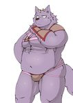  anthro bathym canine clothed clothing horn jockstrap male mammal musclechub overweight simple_background skimpy slightly_chubby tokyo_afterschool_summoners underwear white_background wolf 