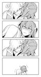  awkward blush comic fate/grand_order fate_(series) fujimaru_ritsuka_(female) glasses greyscale hair_ornament hair_over_one_eye hair_scrunchie hug in_kai mash_kyrielight monochrome multiple_girls scrunchie short_hair short_ponytail side_ponytail sweat yuri 