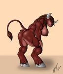  2017 anthro bent_over biceps big_breasts big_butt bovine breasts butt darkblade2000us female hooves horn looking_at_viewer looking_back mammal muscular muscular_female nipples nude pussy side_boob smile solo tauren video_games warcraft 