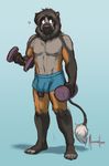  ? anthro boxers_(clothing) clothing exercise feline genital_piercing lion male mammal meesh muscular nipples penis penis_piercing penis_through_leghole piercing poking_out prince_albert_piercing solo standing uncut underwear weightlifting workout 