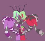  antennae anthro blush clothed clothing group group_sex handjob invader_zim irken male male/male mammal not_furry penis sex simple_background sweat tallest threesome unknown_artist zim 