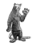  2017 anthro barefoot bluedouble clothed clothing cougar disney fan_character feline greyscale looking_at_viewer male mammal monochrome simple_background standing waving white_background zootopia 