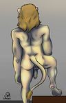  2017 balls butt digital_media_(artwork) feline humanoid_penis lion looking_at_viewer lupelongo male mammal muscular nude penis simple_background solo uncut 