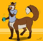  beverage canine coffee flat_colors fox foxtaur mammal nisharu open_mouth taur yawn 