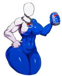  armpits beverage big_breasts breasts chain crossgender female humanoid mascot not_furry pepsi pepsiman_(character) simple_background soda solo sssonic2 thick_thighs white_background wide_hips 