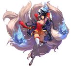  ahri animal_ears cleavage dress kitsune league_of_legends qbspdl tail thighhighs 