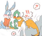  anthro avian being_watched bird blush bugs_bunny buster_bunny daffy_duck duck lagomorph looney_tunes male male/male mammal plucky_duck rabbit tiny_toon_adventures warner_brothers zehn 