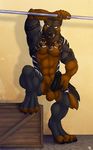  2017 4_toes 5_fingers abs anthro armband armpits balls biceps black_claws black_fur black_nipples black_nose black_penis black_tail brown_balls brown_fur brown_tail canine claws crate digital_media_(artwork) digitigrade dog erection front_view full-length_portrait fur german_shepherd harness humanoid_penis licking licking_lips looking_at_viewer male mammal mostly_nude multicolored_fur multicolored_tail muscular muscular_male nipple_piercing nipples pecs penis piercing pink_tongue pinup portrait pose signature solaxe_(artist) solo step_pose striped_fur stripes toe_claws toes tongue tongue_out white_fur white_stripes william_kanbaro yellow_eyes 