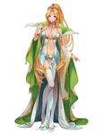  artist_request bare_shoulders blonde_hair blue_eyes breasts cape crown dress full_body hair_ornament jewelry long_hair looking_at_viewer luna_princess medium_breasts mole mole_under_eye navel necklace official_art pelvic_curtain ponytail revealing_clothes shoes simple_background sleeveless smile solo standing tenshi_mikadokuni very_long_hair white_background white_legwear 
