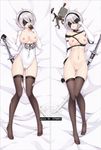  ass_visible_through_thighs bakugadou bangs bed_sheet black_hairband blindfold breasts brown_legwear cameltoe collarbone covered_eyes covered_navel dakimakura elbow_gloves full_body gloves groin hairband hand_to_own_mouth hand_up leotard lips lying medium_breasts mole mole_under_mouth multiple_views navel nier_(series) nier_automata nipples no_shoes nude on_back pussy short_hair silver_hair skindentation stomach sword thigh_gap thighhighs torn_clothes torn_gloves torn_legwear torn_leotard uncensored weapon yorha_no._2_type_b 