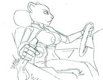  anthro balls breasts car clothing driving exposed_breasts faceless_male feline female handjob humanoid_penis male mammal monochrome nipples panther penis pubes redout rimba_racer sex skinsuit smile tamira tight_clothing vehicle 
