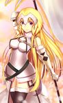  arm_above_head arm_behind_back armor armored_dress bad_id bad_pixiv_id blonde_hair chain fate/apocrypha fate_(series) fur-trimmed_legwear fur_trim headpiece highres jeanne_d'arc_(fate) jeanne_d'arc_(fate)_(all) long_hair looking_at_viewer purple_eyes smile solo standard_bearer thighhighs thighs type-moon xue_fengzi 