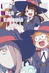  :d ;d aqua_eyes bangs blonde_hair broom brown_hair copyright_name expressionless eyebrows_visible_through_hair freckles glasses hair_over_one_eye hat holding holding_broom kagari_atsuko kneehighs little_witch_academia long_hair lotte_jansson multiple_girls one_eye_closed open_mouth pale_skin red_eyes shiime short_hair skull smile sucy_manbavaran teeth witch witch_hat 