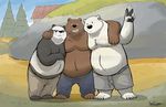  anthro bear cartoon_network grizzly_(character) grizzly_bear hug ice_bear mammal outside panda panda_(character) polar_bear rodney_bear we_bare_bears 