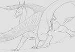  2017 anus black_and_white claws digital_drawing_(artwork) digital_media_(artwork) dragon eragon feathered_wings feathers female feral fur horn looking_at_viewer looking_back monochrome pose presenting presenting_pussy pussy pussy_juice raised_tail saphira scalie side_view simple_background sketch spikes spread_wings western_dragon white_background wings yaroul 