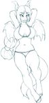  2017 anthro armpits bat_pony bat_wings bra breasts cleavage clothed clothing equine fan_character female mammal membranous_wings monochrome my_little_pony niis panties ponytail solo sweet_hum_(oc) underwear wings 