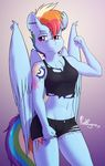  2017 anthro anthrofied clothed clothing cutie_mark ear_piercing equine feathered_wings feathers female friendship_is_magic hair mammal multicolored_hair my_little_pony navel pegasus piercing punk-pegasus rainbow_dash_(mlp) rainbow_hair solo tattoo wings 