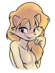  2017 anthro blonde_hair breasts cat cleo_catillac featureless_breasts feline female fur hair heathcliff_&amp;_the_catillac_cats jonas mammal nude pink_nose smile solo tan_fur 