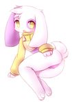  2017 anthro crunchobar cub female flat_chested fur lagomorph mammal open_mouth presenting pussy rabbit simple_background spreading white_background white_fur yellow_eyes young younh 