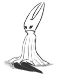  ambiguous_species clothing dress empty_eyes female hollow_knight hornet_(hollow_knight) kdd monochrome simple_background solo white_background 