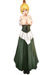  1girl arms_behind_back asphyxiation blonde_hair blue_eyes breasts corset dress dying edited empty_eyes execution green_dress green_legwear green_shoes hanged hanging large_breasts nipples noose rope solo tears tongue tongue_out 