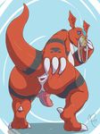  2017 anthro anus backsack balls big_butt blue_eyes butt claws clothing digimon digital_drawing_(artwork) digital_media_(artwork) erection filthy-d guilmon jockstrap looking_back male nude open_mouth penis presenting presenting_hindquarters scalie sharp_teeth simple_background solo spread_anus spreading sweat teeth toe_claws underwear underwear_sniffing 
