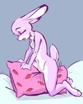  bed breasts disney eyes_closed female judy_hopps kneeling masturbation nameless_lewder open_mouth pillow zootopia 