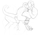 anthro balls duo erection hug humanoid_penis jaysee lizard male male/male monochrome muscular penis reptile scalie sketch smile uncut 