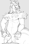  anthro balls canine dragon eastern_dragon flaccid hybrid jaysee looking_at_viewer male mammal monochrome nude penis sketch smile solo 