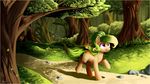  cutie_mark day detailed_background equine fan_character female feral forest grass green_hair hair hooves locksto mammal my_little_pony outside purple_eyes smile solo tree 