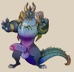 2018 balls big_penis bubba_(spyro) claws daftpatriot dragon erection horn humanoid_penis male nude penis scales simple_background solo spyro_reignited_trilogy spyro_the_dragon video_games 
