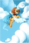  anthro blue_eyes brown_hair cutie_mark day equine fan_character feathered_wings feathers female hair hooves locksto mammal my_little_pony outside pegasus smile solo underhoof wings 