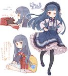  7010 ;) backpack bad_anatomy bag bangs black_legwear blue_hair blush bobby_socks bow cat dress frilled_skirt frills hairband idolmaster idolmaster_cinderella_girls idolmaster_cinderella_girls_starlight_stage lace lace-trimmed_skirt lolita_fashion long_hair long_sleeves looking_at_viewer one_eye_closed open_mouth pantyhose randoseru red_eyes sajou_yukimi simple_background sitting skirt smile socks solo translation_request wariza white_background 