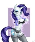  anthro blue_eyes breasts clothed clothing equine eyelashes female friendship_is_magic hair horn lingerie mammal midriff my_little_pony navel purple_hair rarity_(mlp) seleeger simple_background solo standing unicorn wide_hips 