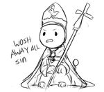  english_text male monochrome priest solo staff text undertale unknown_artist video_games woshua 