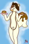  apron caramel clothing food fur hot_cake mammal nude skunk standing tiramis&uacute; white_fur wolferno 