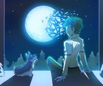  bartholomew_oobleck broken_moon commentary_request dog forest glasses green_hair iesupa moon nature pants rwby sitting tongue tongue_out welsh_corgi zwei_(rwby) 