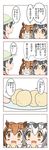  black_hair brown_eyes brown_hair comic commentary eurasian_eagle_owl_(kemono_friends) fur_collar hat hat_feather head_wings helmet highres kaban_(kemono_friends) kemono_friends multicolored_hair multiple_girls northern_white-faced_owl_(kemono_friends) pith_helmet taireru translated white_hair 