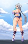  1girl arshtat_falenas ass breasts cleavage curvy devil-v erect_nipples erect_nipples_under_clothes female food from_behind gensou_suikoden high_heels highres huge_ass huge_breasts ice_cream licking looking_at_viewer looking_to_the_side popsicle suikoden_v tongue 