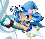  &lt;3 blue_eyes blue_fur blush bow broom canine cavalier_king_charles_spaniel dog female feral fur hat jewelpet mammal melee_weapon musical_note open_mouth polearm ribbons sanrio sapphie simple_background solo spear star tan_fur weapon white_background とぉく@練習中 